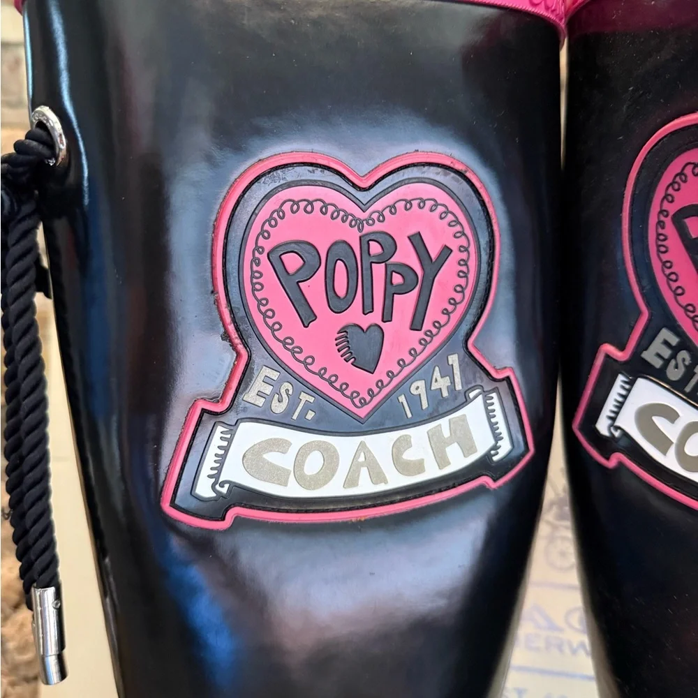 Coach Roxanne Poppy Rain Boots Size 8 - Picture 2 of 14